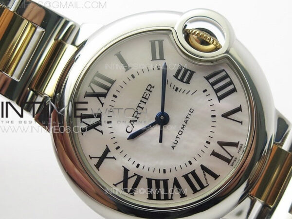 Ballon Bleu 33mm SS/RG K3F 1:1 Best Edition White MOP Dial on SS Bracelet A076 – Bild 9