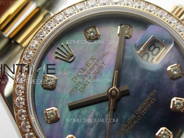DateJust 31mm 72610 SS/Crystals Bezel APSF Best Edition Blue MOP Dial Crystals Markers on Oyster Bracelet A2824 – Bild 8