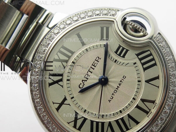 Ballon Bleu 33mm Diamonds Bezel SS K3F 1:1 Best Edition White Textured Dial on SS Bracelet A076 – Bild 8