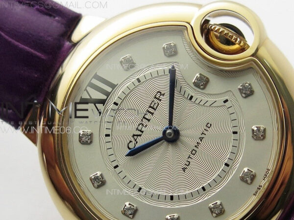 Ballon Bleu 33mm RG K3F 1:1 Best Edition White Textured Dial on Purple Leather Strap A076 – Bild 8
