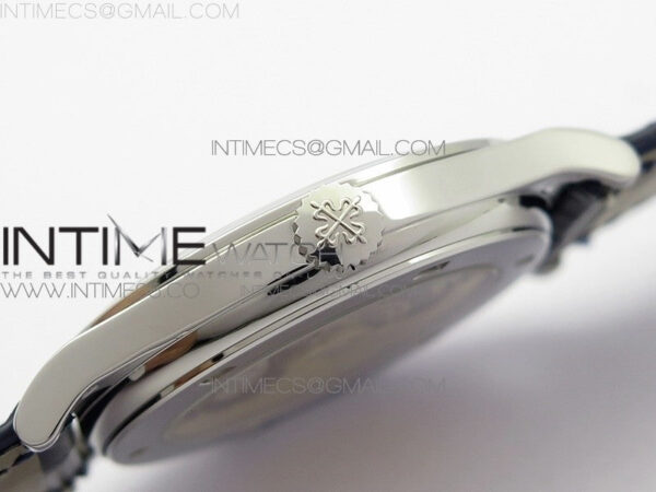 Calatrava 5296G SS ZF 1:1 Best Edition White Dial Blue Hands on Black Leather Strap 324CS – Bild 9