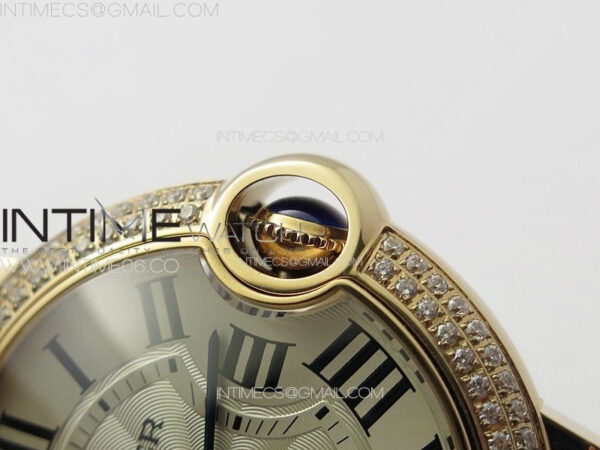 Ballon Bleu 36mm Double Diamonds Bezel RG K3F 1:1 Best Edition White Textured Dial on SS Bracelet A076 – Bild 9