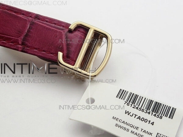 Tank Louis WJTA0014 25.5mm RG TKF 1:1 Best Edition White Dial Diamond Bezel on Pink Leather Strap Ronda Quartz – Bild 9