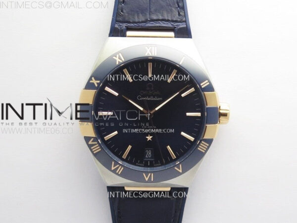 Constellation 41mm RG/Blue Ceramic Bezel VSF 1:1 Best Edition Blue Dial on Blue Gummy Strap A8900