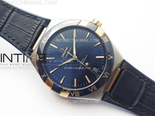 Constellation 41mm RG/Blue Ceramic Bezel VSF 1:1 Best Edition Blue Dial on Blue Gummy Strap A8900 – Bild 2
