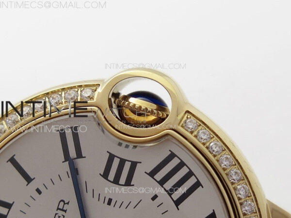 Ballon Bleu 36mm Diamonds Bezel RG K3F 1:1 Best Edition White Textured Dial on SS Bracelet A076 – Bild 5