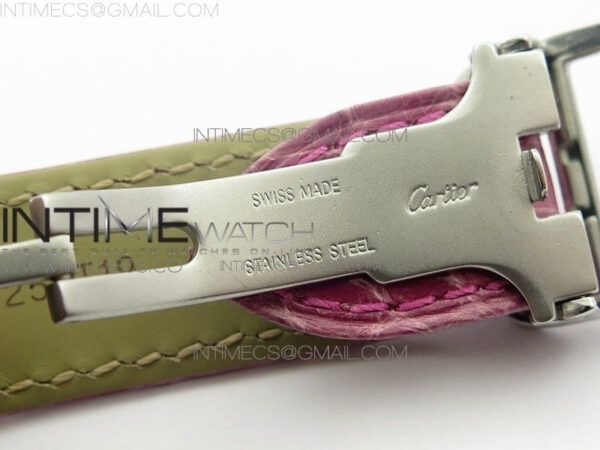 Tank Solo Ladies 25mm SS K11 1:1 Best Edition Pink Dial on Pink Croco Leather Strap Ronda Quartz – Bild 11