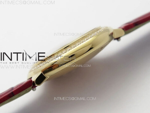 Ballon Bleu 33mm Diamonds Bezel RG K3F 1:1 Best Edition White Dial on Red Leather Strap A076 – Bild 11