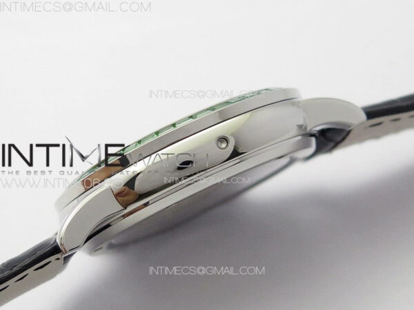 6104P Moon SS 3EF Best Edition Black Dial Green T Diamond Bezel on Black Leather Strap A240 – Bild 10