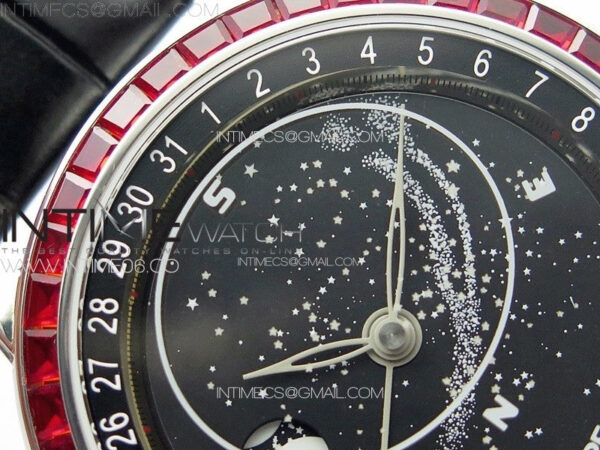 6104P Moon SS 3EF Best Edition Black Dial Red T Diamond Bezel on Black Leather Strap A240 – Bild 7