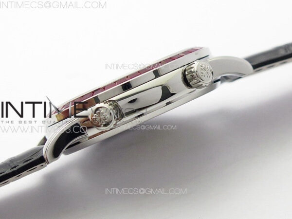 6104P Moon SS 3EF Best Edition Black Dial Red T Diamond Bezel on Black Leather Strap A240 – Bild 8
