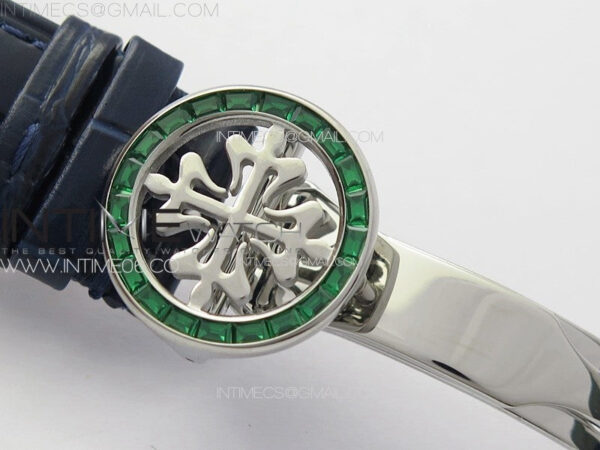 6104P Moon SS 3EF Best Edition Blue Dial Green T Diamond Bezel on Blue Leather Strap A240 – Bild 12