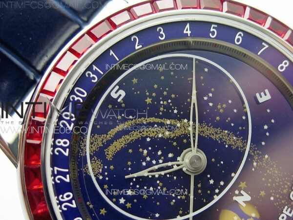 6104P Moon SS 3EF Best Edition Blue Dial Red T Diamond Bezel on Blue Leather Strap A240 – Bild 7