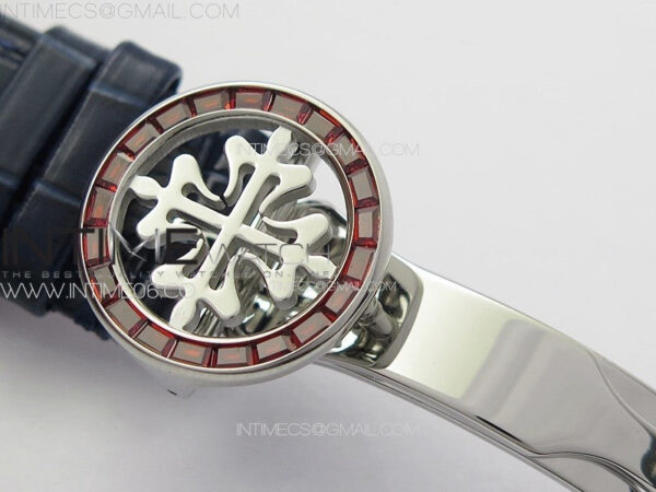 6104P Moon SS 3EF Best Edition Blue Dial Red T Diamond Bezel on Blue Leather Strap A240 – Bild 12