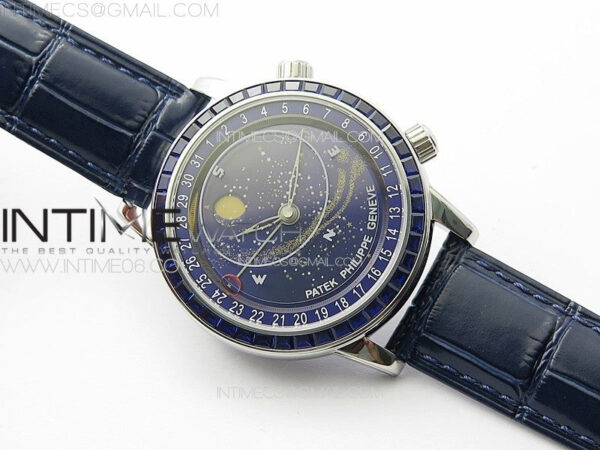 6104P Moon SS 3EF Best Edition Blue Dial Blue T Diamond Bezel on Blue Leather Strap A240 – Bild 2