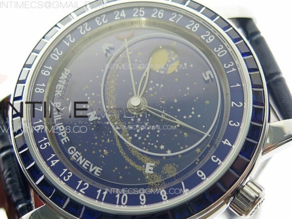 6104P Moon SS 3EF Best Edition Blue Dial Blue T Diamond Bezel on Blue Leather Strap A240 – Bild 4