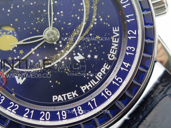 6104P Moon SS 3EF Best Edition Blue Dial Blue T Diamond Bezel on Blue Leather Strap A240 – Bild 5