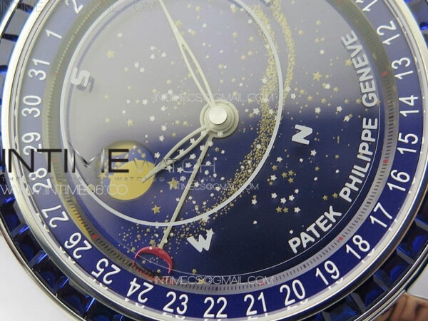 6104P Moon SS 3EF Best Edition Blue Dial Blue T Diamond Bezel on Blue Leather Strap A240 – Bild 6