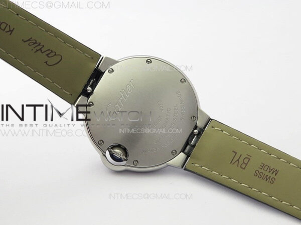 Ballon Bleu 33mm SS K3F 1:1 Best Edition White Textured Dia Markers Dial on Black Leather Strap A076 – Bild 15
