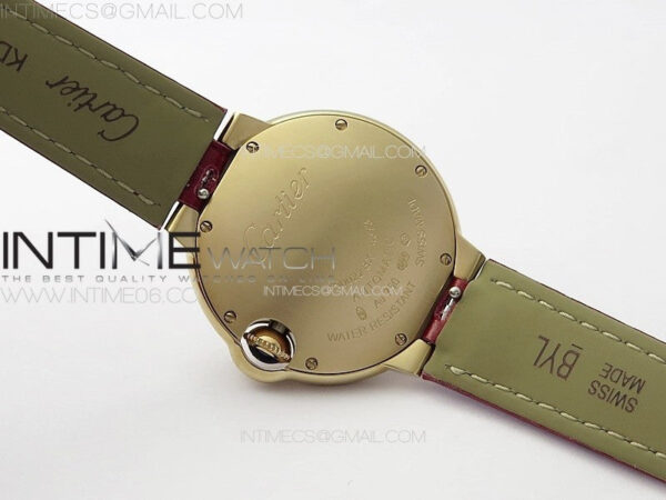 Ballon Bleu 33mm Diamonds Bezel RG K3F 1:1 Best Edition White Dial on Red Leather Strap A076 – Bild 17