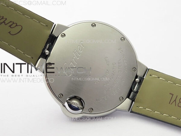 Ballon Bleu 33mm SS K3F 1:1 Best Edition White Textured Dia Markers Dial on Black Leather Strap A076 – Bild 18