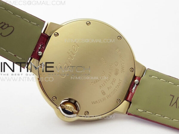 Ballon Bleu 33mm Diamonds Bezel RG K3F 1:1 Best Edition White Dial on Red Leather Strap A076 – Bild 18