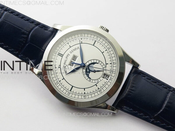 Annual Calendar Moonphase 5396 SS PPF 1:1 Best Edition White Dial on Black Leather Strap A324 – Bild 2