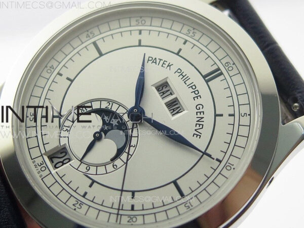 Annual Calendar Moonphase 5396 SS PPF 1:1 Best Edition White Dial on Black Leather Strap A324 – Bild 4