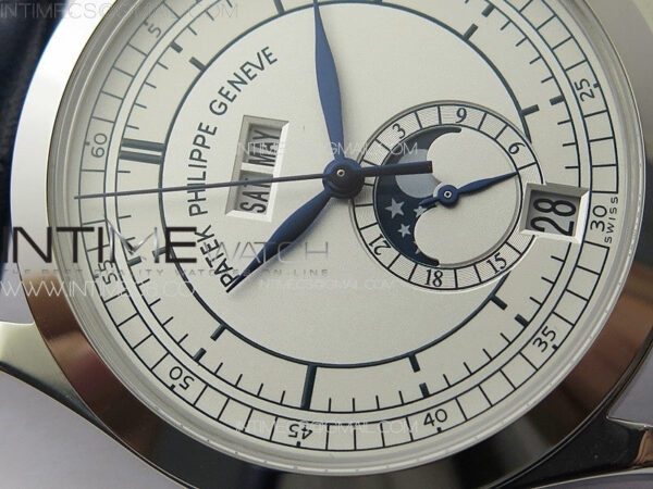 Annual Calendar Moonphase 5396 SS PPF 1:1 Best Edition White Dial on Black Leather Strap A324 – Bild 6