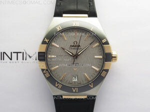 Constellation 41mm YG/Black Ceramic Bezel VSF 1:1 Best Edition Silver Dial on Black Gummy Strap A8900