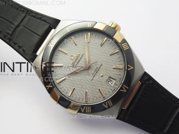 Constellation 41mm YG/Black Ceramic Bezel VSF 1:1 Best Edition Silver Dial on Black Gummy Strap A8900 – Bild 2
