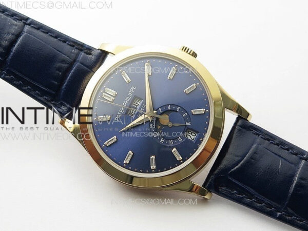 Annual Calendar Moonphase 5396 RG PPF 1:1 Best Edition Blue Dial T Crystal Markers on Blue Leather Strap A324 – Bild 2