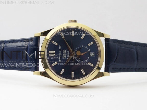 Annual Calendar Moonphase 5396 RG PPF 1:1 Best Edition Blue Dial T Crystal Markers on Blue Leather Strap A324 – Bild 3