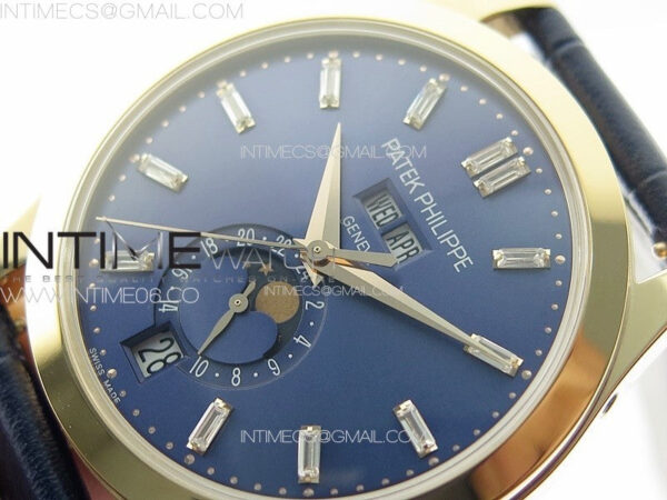 Annual Calendar Moonphase 5396 RG PPF 1:1 Best Edition Blue Dial T Crystal Markers on Blue Leather Strap A324 – Bild 4