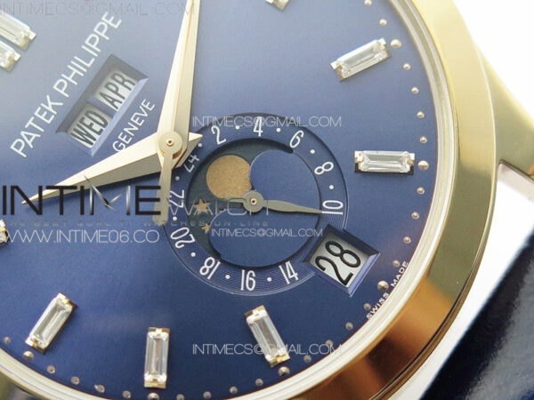 Annual Calendar Moonphase 5396 RG PPF 1:1 Best Edition Blue Dial T Crystal Markers on Blue Leather Strap A324 – Bild 5