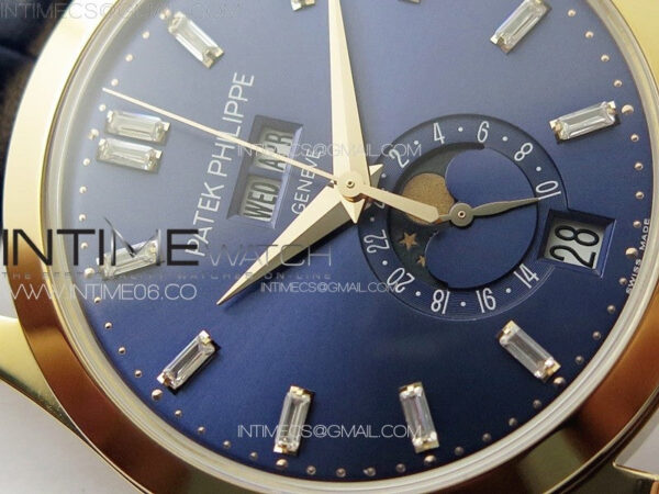 Annual Calendar Moonphase 5396 RG PPF 1:1 Best Edition Blue Dial T Crystal Markers on Blue Leather Strap A324 – Bild 7