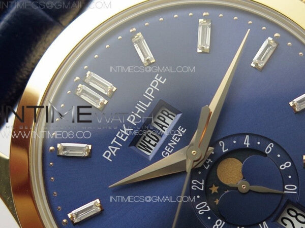 Annual Calendar Moonphase 5396 RG PPF 1:1 Best Edition Blue Dial T Crystal Markers on Blue Leather Strap A324 – Bild 8