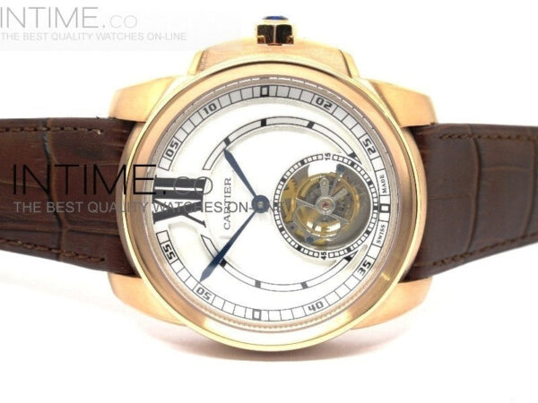 Calibre de RG Tourbillon White Dial on Brown Leather Strap – Bild 2