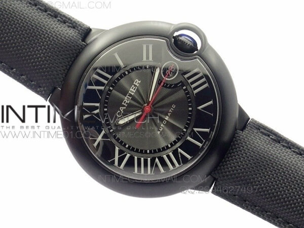 Ballon Bleu 42mm DLC Best Edition Black Dial on Black Nylon Leather Strap A2824 – Bild 2
