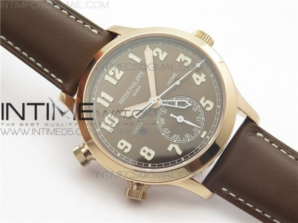 Calatrava 5524 RG Pilot Travel Time GRF Brown Dial on Brown Leather Strap MIYOTA 9015 – Bild 2
