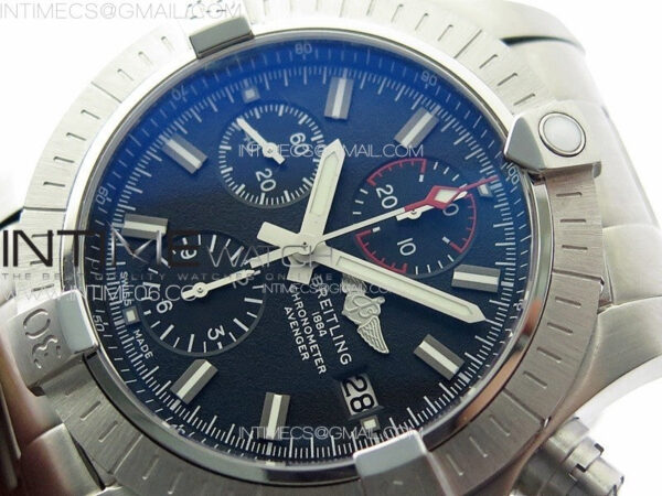 Avenger Chrono SS Red Second hand B50 Black Dial on SS Bracelet A7750 – Bild 4