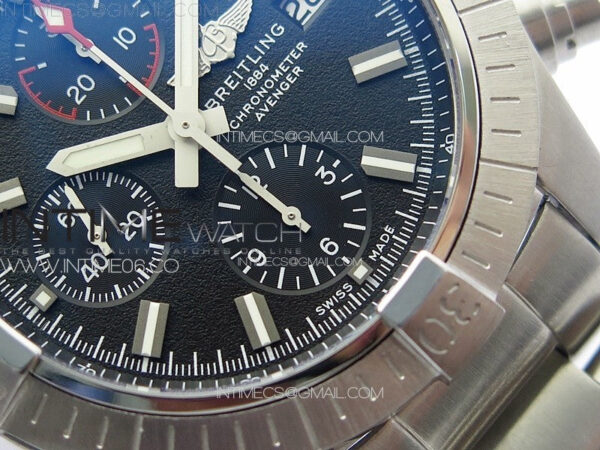 Avenger Chrono SS Red Second hand B50 Black Dial on SS Bracelet A7750 – Bild 6