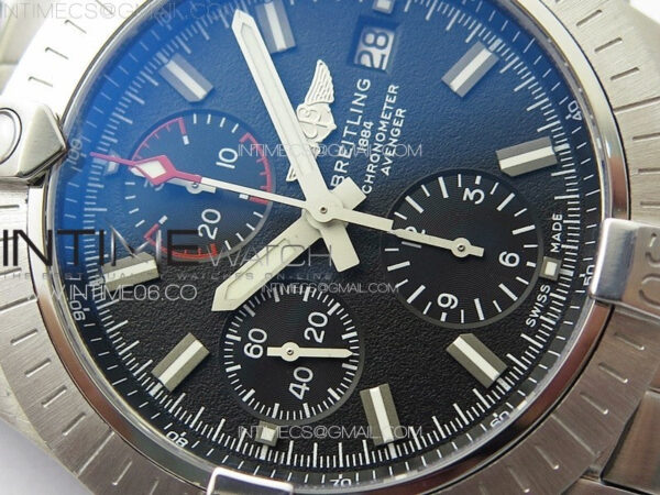 Avenger Chrono SS Red Second hand B50 Black Dial on SS Bracelet A7750 – Bild 7