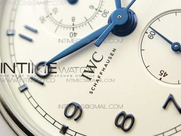 6Portugieser Chrono Classic 42 IW390406 ZF 1:1 Best Edition White dial blue markers on Black Leather Strap A7750 – Bild 7