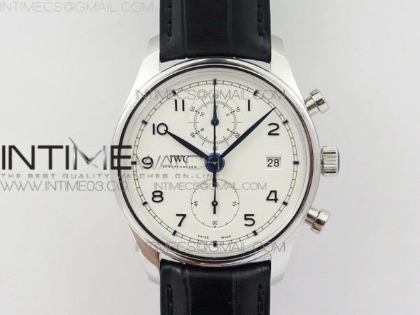 6Portugieser Chrono Classic 42 IW390406 ZF 1:1 Best Edition White dial blue markers on Black Leather Strap A7750 – Bild 26