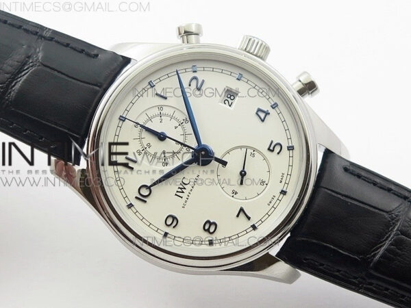 6Portugieser Chrono Classic 42 IW390406 ZF 1:1 Best Edition White dial blue markers on Black Leather Strap A7750 – Bild 27
