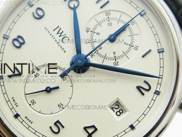 6Portugieser Chrono Classic 42 IW390406 ZF 1:1 Best Edition White dial blue markers on Black Leather Strap A7750 – Bild 29