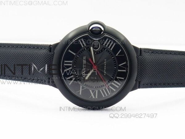 Ballon Bleu 42mm DLC Best Edition Black Dial on Black Nylon Leather Strap A2824 – Bild 3
