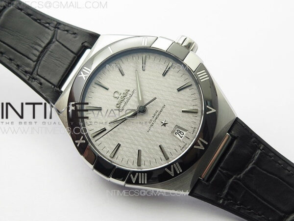 Constellation 41mm SS/Black Ceramic Bezel VSF 1:1 Best Edition Silver Dial on Black Gummy Strap A8900 – Bild 2