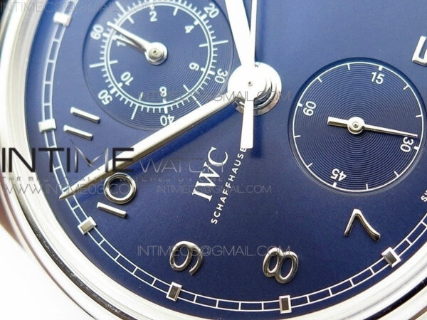 6Portugieser Chrono Classic 42 IW390406 ZF 1:1 Best Edition Blue Dial Blue Hand on Black Leather Strap A7750 – Bild 3